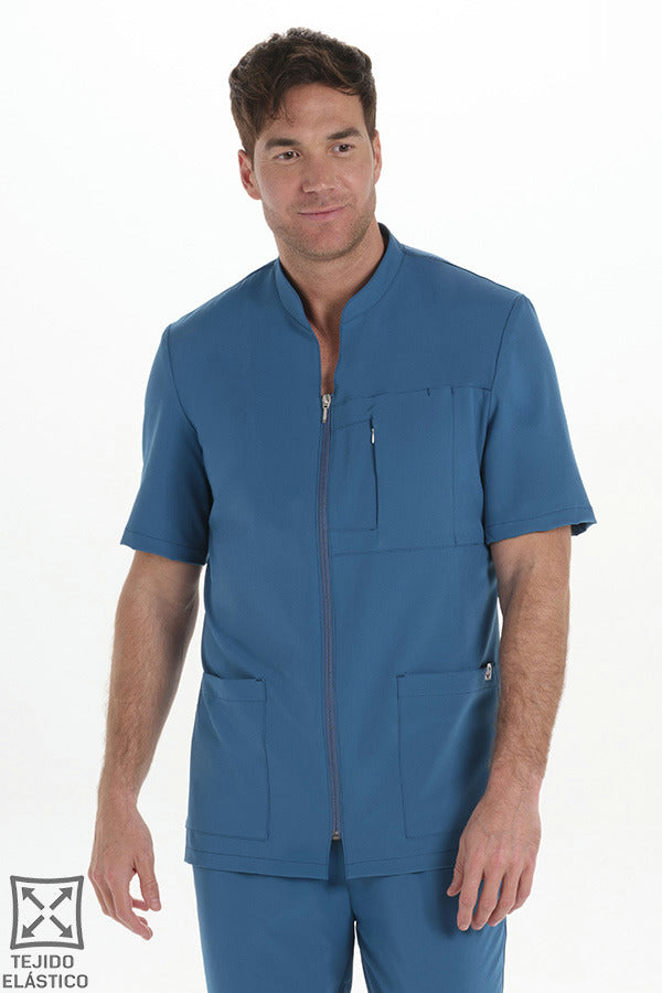 Bata de Trabalho para Homem de Manga Curta Elástica-Verde Petróleo - 408-XS / (SP)-RAG-Tailors-Fardas-e-Uniformes-Vestuario-Pro