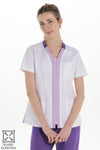 Bata elástica de senhora de manga curta com contraste-Roxo - 896-XS / (SP)-RAG-Tailors-Fardas-e-Uniformes-Vestuario-Pro