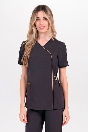 Bata elástica preta cruzada com fivela para estética-Preto - 86-M-RAG-Tailors-Fardas-e-Uniformes-Vestuario-Pro