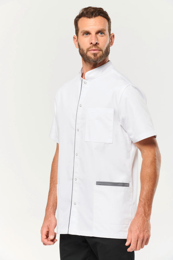 Bata poliéster / algodão com molas de pressão de homem-RAG-Tailors-Fardas-e-Uniformes-Vestuario-Pro