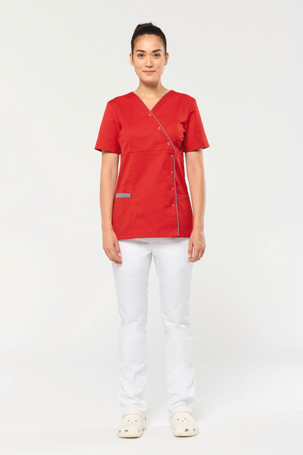 Bata poliéster / algodão com molas de pressão de senhora-RAG-Tailors-Fardas-e-Uniformes-Vestuario-Pro