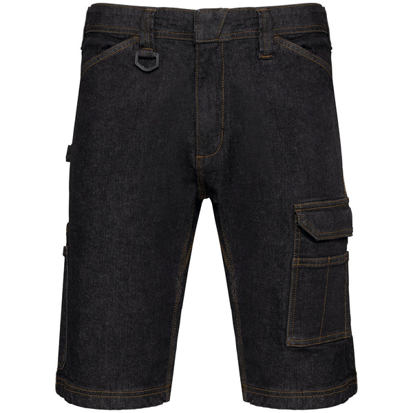 Bermuda de ganga multibolsos de homem-Black Rinse-36 PT (36 FR)-RAG-Tailors-Fardas-e-Uniformes-Vestuario-Pro