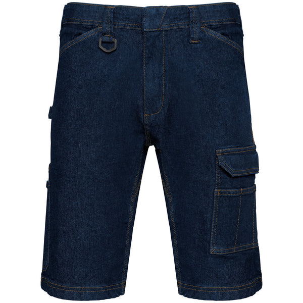 Bermuda de ganga multibolsos de homem-Blue Rinse-36 PT (36 FR)-RAG-Tailors-Fardas-e-Uniformes-Vestuario-Pro