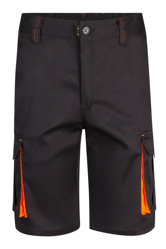 Bermudas Stretch Bicolor Multibolsos-Preto / Laranja-34-RAG-Tailors-Fardas-e-Uniformes-Vestuario-Pro