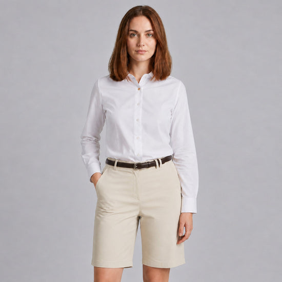 Bermudas de Senhora Chino T400-Bege - 110-34-RAG-Tailors-Fardas-e-Uniformes-Vestuario-Pro
