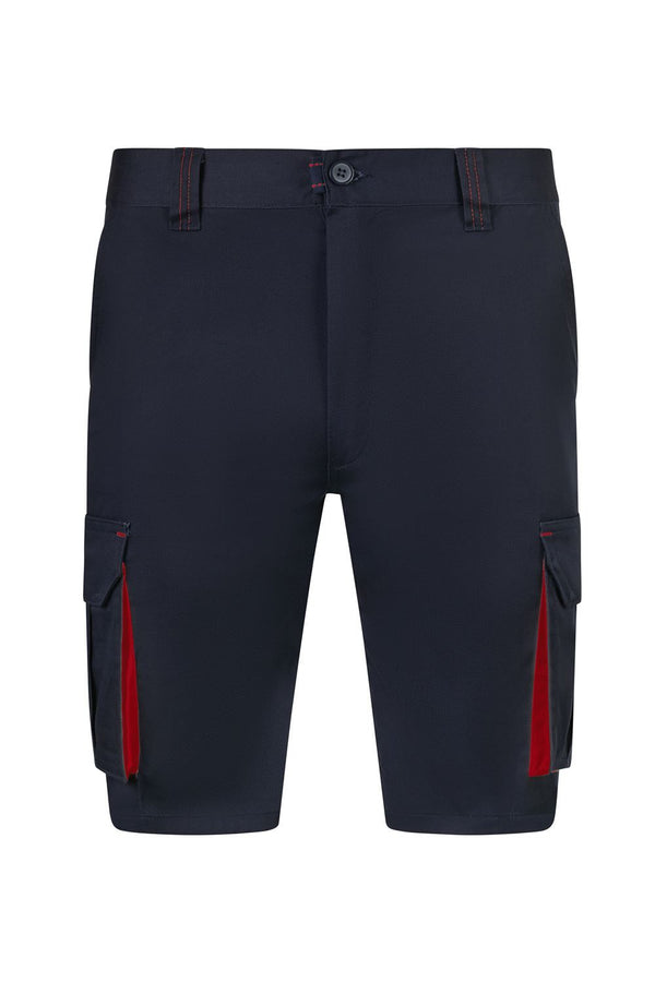 Bermudas de Trabalho Stretch Bicolor Multibolsos Slim Fit-Azul Navy/vermelho - 61/12-34-RAG-Tailors-Fardas-e-Uniformes-Vestuario-Pro