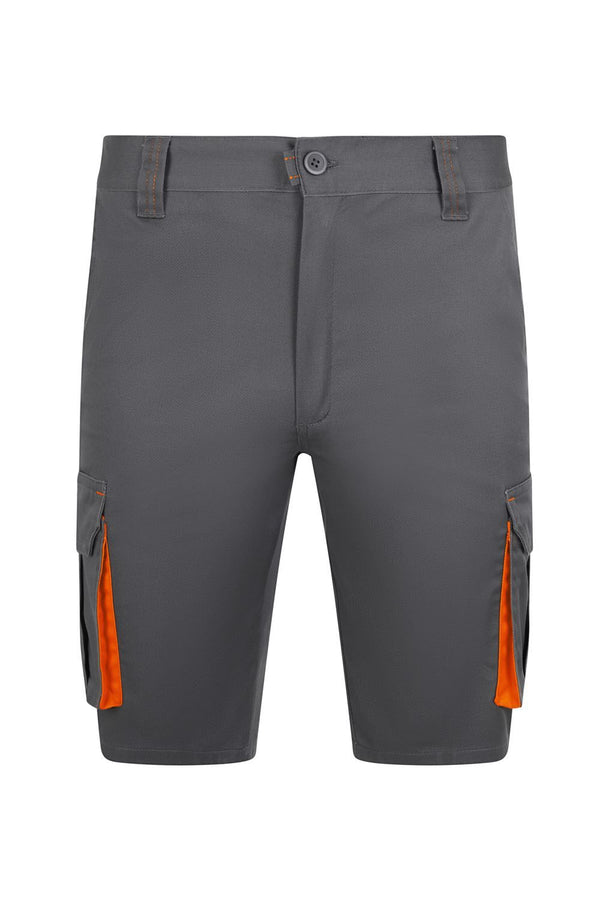 Bermudas de Trabalho Stretch Bicolor Multibolsos Slim Fit-Cinza/laranja - 08/16-34-RAG-Tailors-Fardas-e-Uniformes-Vestuario-Pro