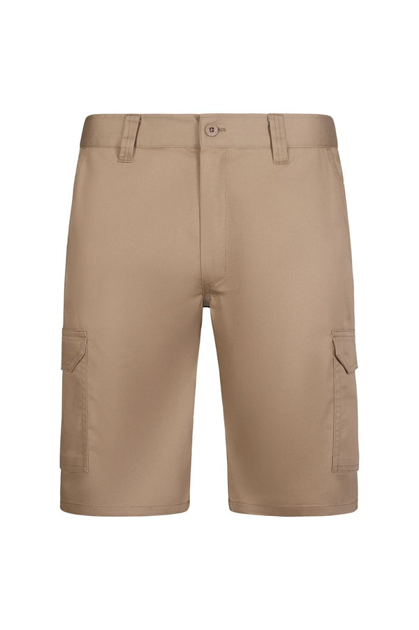 Bermudas multibolsos de trabalho slim fit-Bege Areia - 46-34-RAG-Tailors-Fardas-e-Uniformes-Vestuario-Pro