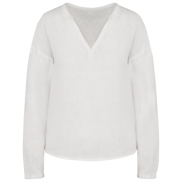 Blusa Eco-Responsável de Linho para Senhora-White-XS-RAG-Tailors-Fardas-e-Uniformes-Vestuario-Pro
