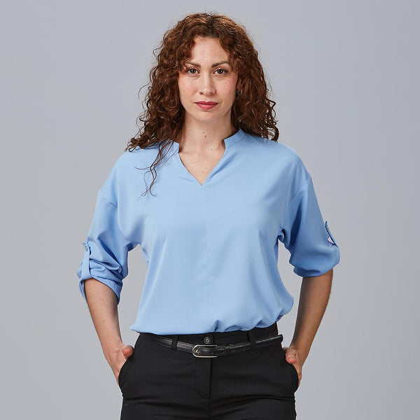 Blusa Feminina de Manga Arregaçável Michelle-Celeste-107-XS-RAG-Tailors-Fardas-e-Uniformes-Vestuario-Pro