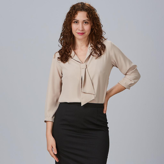 Blusa Flavia de Senhora com Gola de Lapela e Laço-RAG-Tailors-Fardas-e-Uniformes-Vestuario-Pro