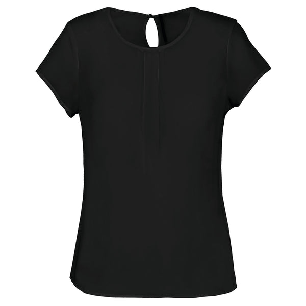 Blusa de senhora em crepe de manga curta-Black-34 PT (34 FR)-RAG-Tailors-Fardas-e-Uniformes-Vestuario-Pro