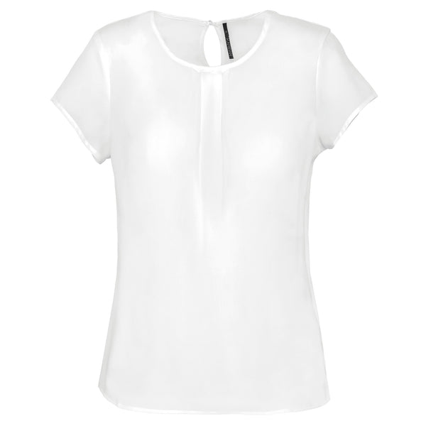 Blusa de senhora em crepe de manga curta-Off White-34 PT (34 FR)-RAG-Tailors-Fardas-e-Uniformes-Vestuario-Pro