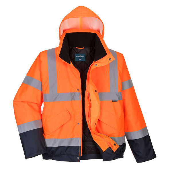 Blusão Bicolor de Alta Visibilidade Impermeável-Laranja/marinho-XS-RAG-Tailors-Fardas-e-Uniformes-Vestuario-Pro