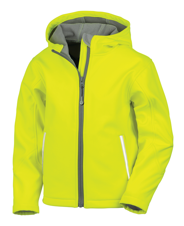 Blusão Softshell de criança com capuz-Amarelo Néon-13/14-RAG-Tailors-Fardas-e-Uniformes-Vestuario-Pro