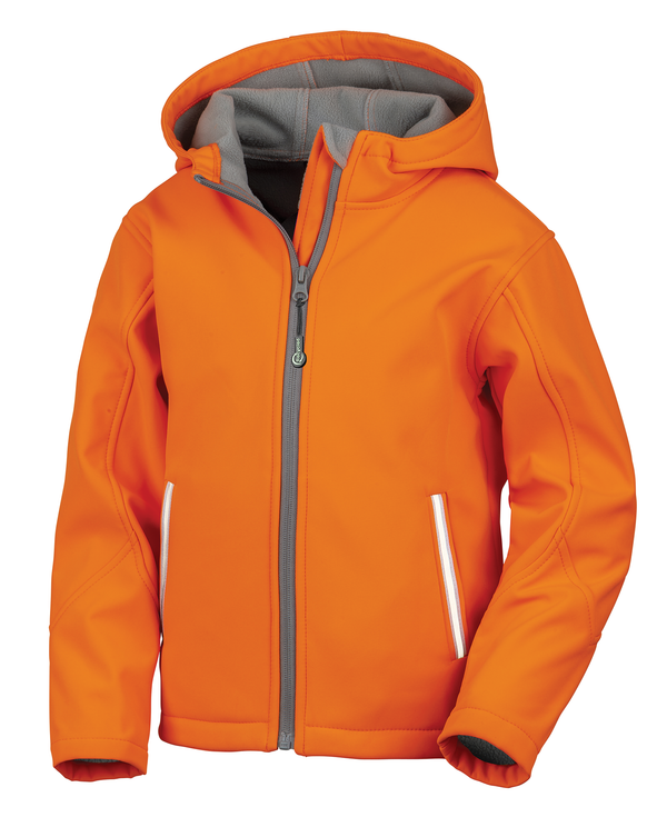 Blusão Softshell de criança com capuz-Laranja Néon-5/6-RAG-Tailors-Fardas-e-Uniformes-Vestuario-Pro