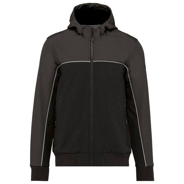 Blusão softshell bicolor com 3 camadas unissexo-Black / Dark Grey-XS-RAG-Tailors-Fardas-e-Uniformes-Vestuario-Pro
