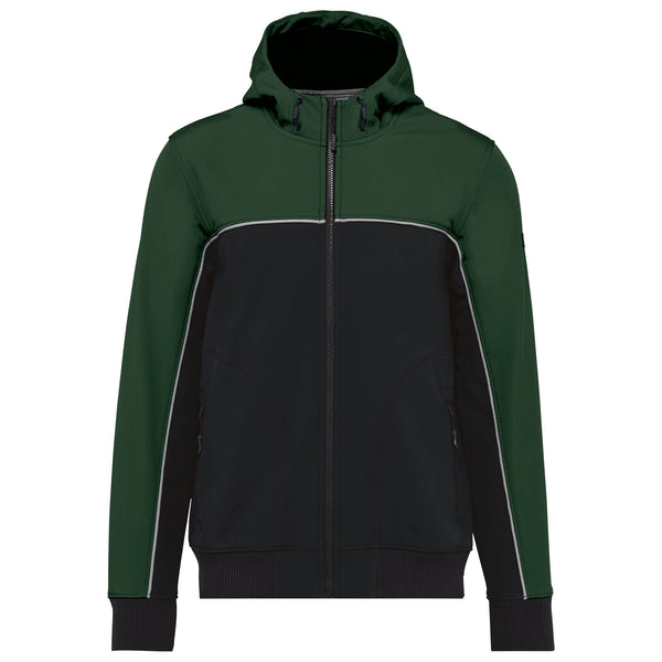 Blusão softshell bicolor com 3 camadas unissexo-Black / Forest Green-XS-RAG-Tailors-Fardas-e-Uniformes-Vestuario-Pro