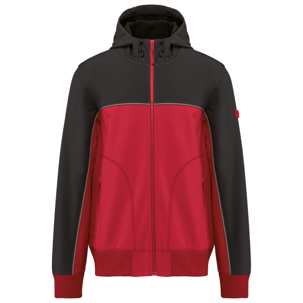 Blusão softshell bicolor com 3 camadas unissexo-Vermelho / Cinzento Escuro-M-RAG-Tailors-Fardas-e-Uniformes-Vestuario-Pro