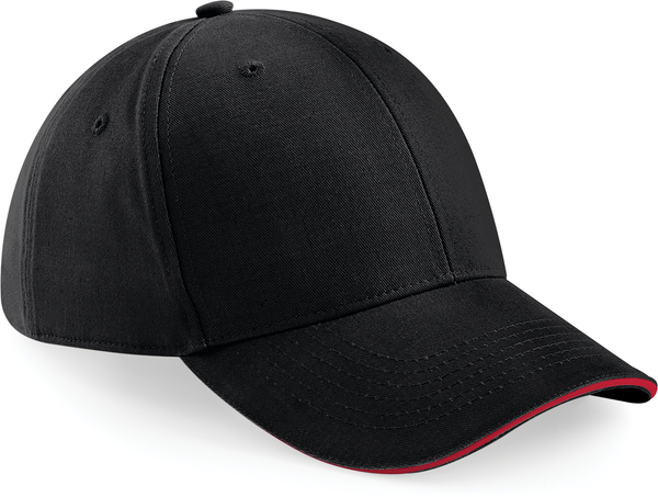 Boné Athleisure com 6 painéis-Black / Classic Red-Único-RAG-Tailors-Fardas-e-Uniformes-Vestuario-Pro