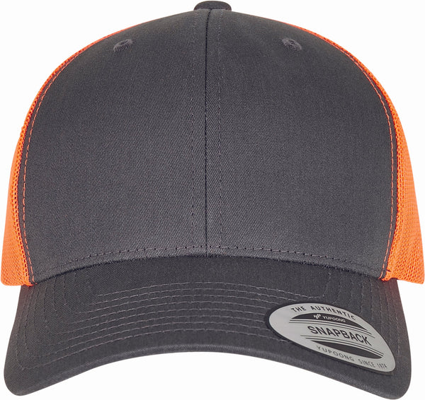 Boné Flexfit Bicolor Retro Trucker-Charcoal / Neon Orange-One Size-RAG-Tailors-Fardas-e-Uniformes-Vestuario-Pro