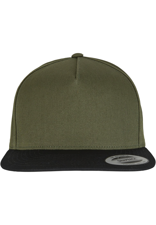 Boné Flexfit Classic com 5 painéis Snapback-Verde Oliva / Preto-Único-RAG-Tailors-Fardas-e-Uniformes-Vestuario-Pro