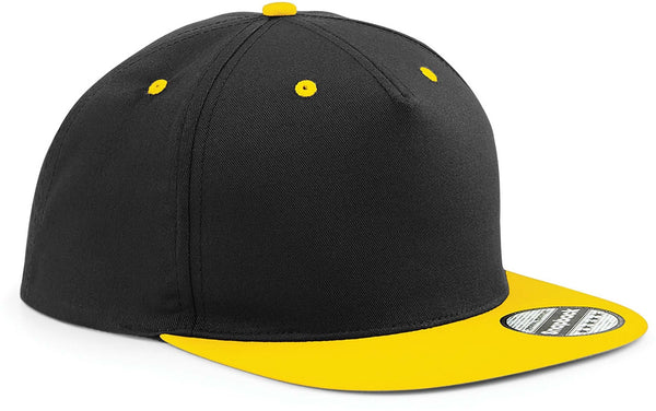Boné Snapback com contraste - 5 painéis-Preto / Amarelo-Único-RAG-Tailors-Fardas-e-Uniformes-Vestuario-Pro