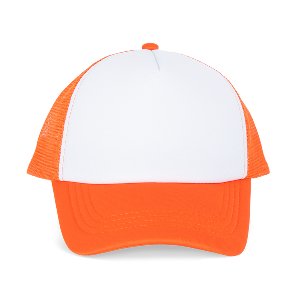 Boné Trucker Criança - 5 Painéis-Branco / Laranja Vermelhão-Único-RAG-Tailors-Fardas-e-Uniformes-Vestuario-Pro