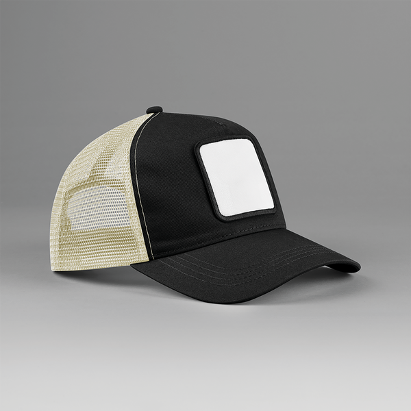 Boné Trucker com 5 Painéis com Emblema Quadrado-Preto/Pedra-Único-RAG-Tailors-Fardas-e-Uniformes-Vestuario-Pro