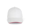 Boné em algodão biológico com sandwich em contraste _x0013_ 6 painéis-White / Hibiscus Red-One Size-RAG-Tailors-Fardas-e-Uniformes-Vestuario-Pro