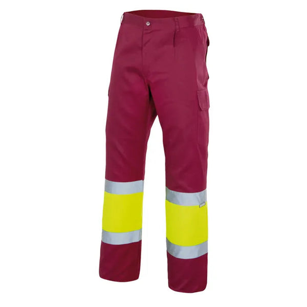 CALÇAS FORRADAS BICOLOR DE ALTA VISIBILIDADE-GRENÁ/AMARELO FLUORESCENTE - 18/20-S-RAG-Tailors-Fardas-e-Uniformes-Vestuario-Pro