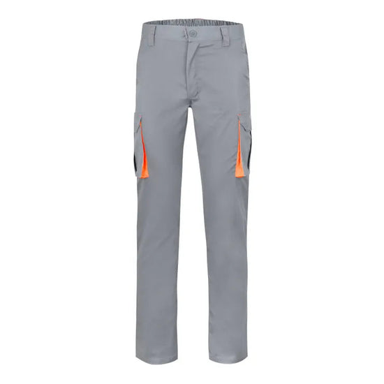 CALÇAS STRETCH BICOLOR MULTIBOLSOS 2/2-CINZA/LARANJA - 08/16-34-RAG-Tailors-Fardas-e-Uniformes-Vestuario-Pro