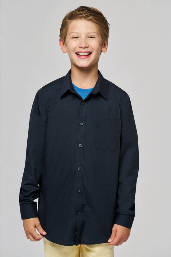 CAMISA DE CRIANÇA MANGA COMPRIDA EM POPELINE-RAG-Tailors-Fardas-e-Uniformes-Vestuario-Pro