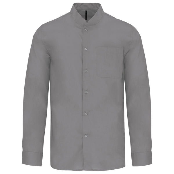 CAMISA DE HOMEM COM GOLA À PADRE DE MANGA COMPRIDA-Prateado-S-RAG-Tailors-Fardas-e-Uniformes-Vestuario-Pro