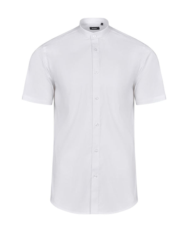 CAMISA DE HOMEM GOLA PADRE STRETCH MANGA CURTA-Branco-S-RAG-Tailors-Fardas-e-Uniformes-Vestuario-Pro
