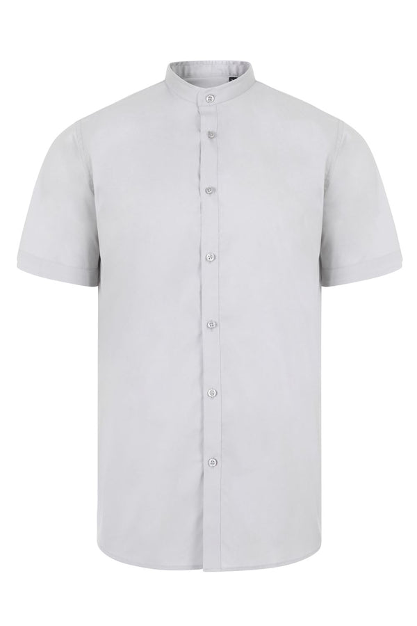 CAMISA DE HOMEM GOLA PADRE STRETCH MANGA CURTA-Cinza Gelo-S-RAG-Tailors-Fardas-e-Uniformes-Vestuario-Pro