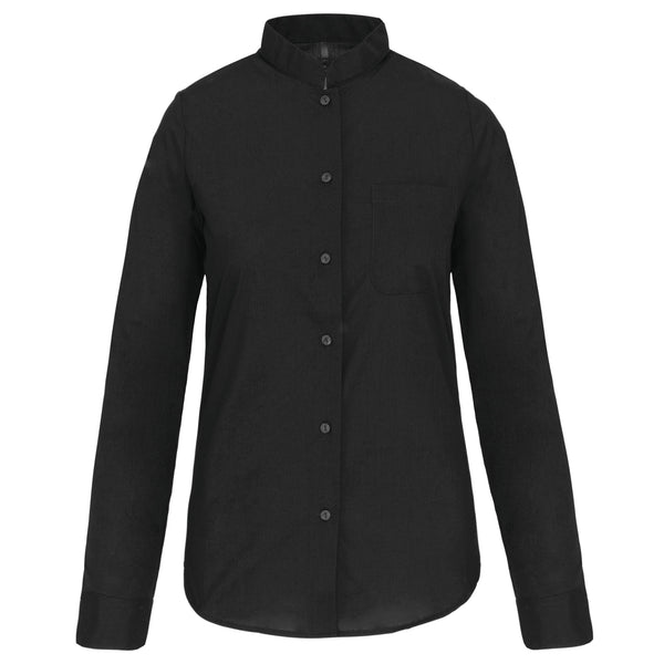 CAMISA DE SENHORA COM GOLA À PADRE MANGA COMPRIDA-Preto-XS-RAG-Tailors-Fardas-e-Uniformes-Vestuario-Pro