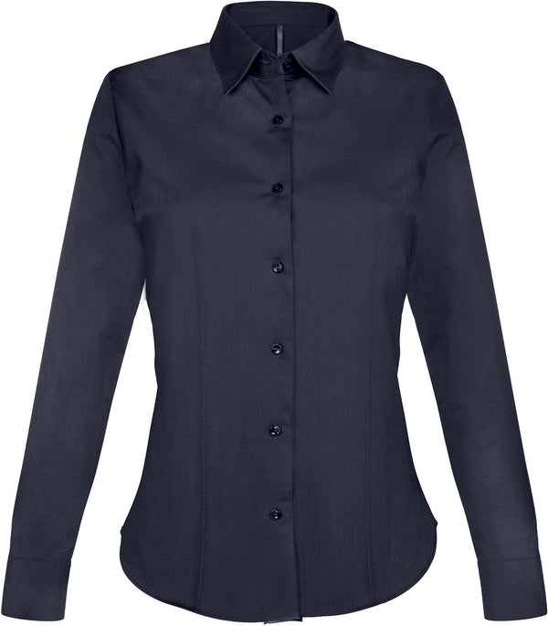 CAMISA DE SENHORA MANGA COMPRIDA COM STRETCH-Azul Marinho-XS-RAG-Tailors-Fardas-e-Uniformes-Vestuario-Pro