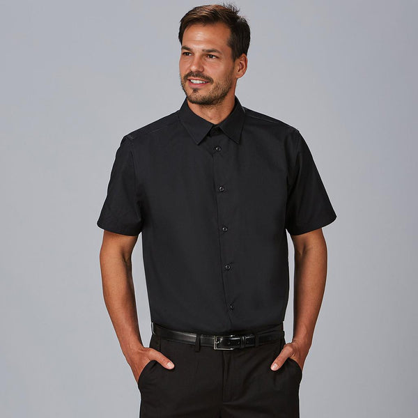 CAMISA HOMEM M/Curta SLIM FIT Elastik Mirum-Preto - 001-XS-RAG-Tailors-Fardas-e-Uniformes-Vestuario-Pro
