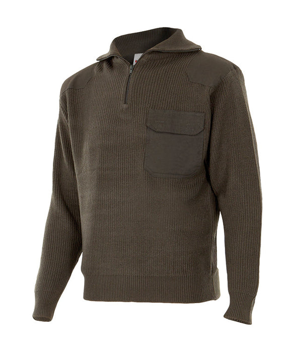 CAMISOLA DE PONTO GROSSO COM GOLA ALTA-Verde Caça-S-RAG-Tailors-Fardas-e-Uniformes-Vestuario-Pro