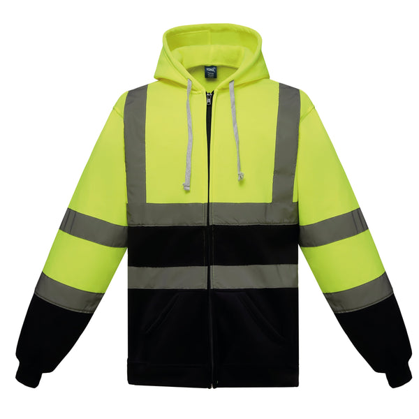 CASACO SWEATSHIRT COM CAPUZ DE ALTA VISIBILIDADE-Hi Vis Yellow / Navy-S-RAG-Tailors-Fardas-e-Uniformes-Vestuario-Pro