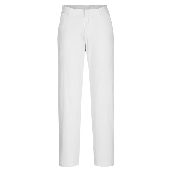 Calça Chino Elástica Slim Fit Senhora-Branco-UK10 28" DE40 FR42 EU36-RAG-Tailors-Fardas-e-Uniformes-Vestuario-Pro