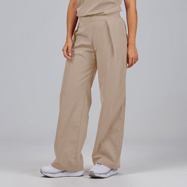 Calça de Senhora Reta com Pregas-Areia - 142-XS-RAG-Tailors-Fardas-e-Uniformes-Vestuario-Pro