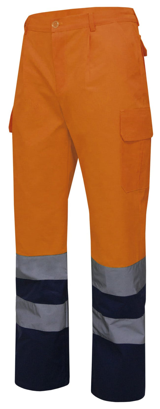 Calças Bicolor Multibolsos de Alta Visibilidade-Laranja-S-RAG-Tailors-Fardas-e-Uniformes-Vestuario-Pro