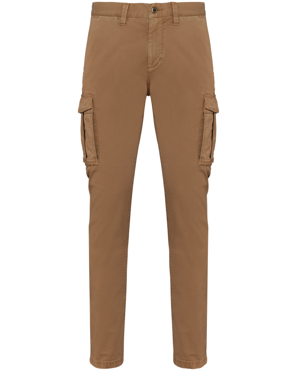 Calças Cargo Eco-responsáveis com Aspeto Lavado Homem-Camelo Escuro Lavado-36 FR-RAG-Tailors-Fardas-e-Uniformes-Vestuario-Pro