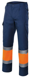 Calças Forradas Bicolor de Alta Visibilidade-AZUL MARINHO/LARANJA FLUORESCENTE - 01/19-S-RAG-Tailors-Fardas-e-Uniformes-Vestuario-Pro