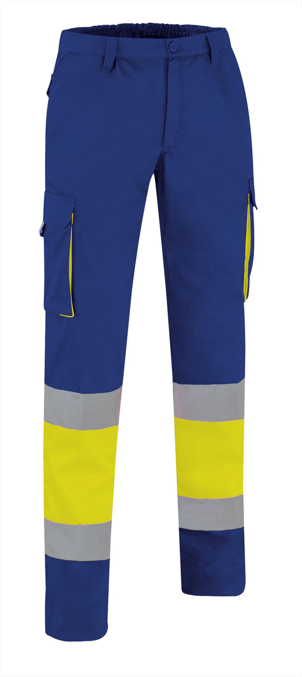 Calças Multibolsos de Alta Visibilidade Alfaro-Amarelo Flúor / Azul Azulina-S-RAG-Tailors-Fardas-e-Uniformes-Vestuario-Pro