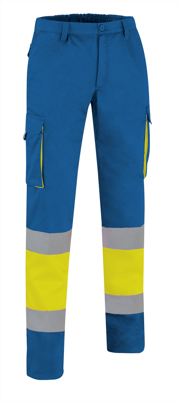 Calças Multibolsos de Alta Visibilidade Alfaro-Amarelo Flúor / Azul Royal-S-RAG-Tailors-Fardas-e-Uniformes-Vestuario-Pro