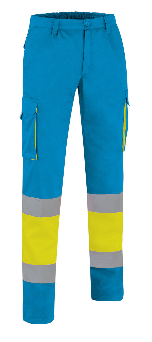 Calças Multibolsos de Alta Visibilidade Alfaro-Amarelo Flúor / Azul Tropical-S-RAG-Tailors-Fardas-e-Uniformes-Vestuario-Pro