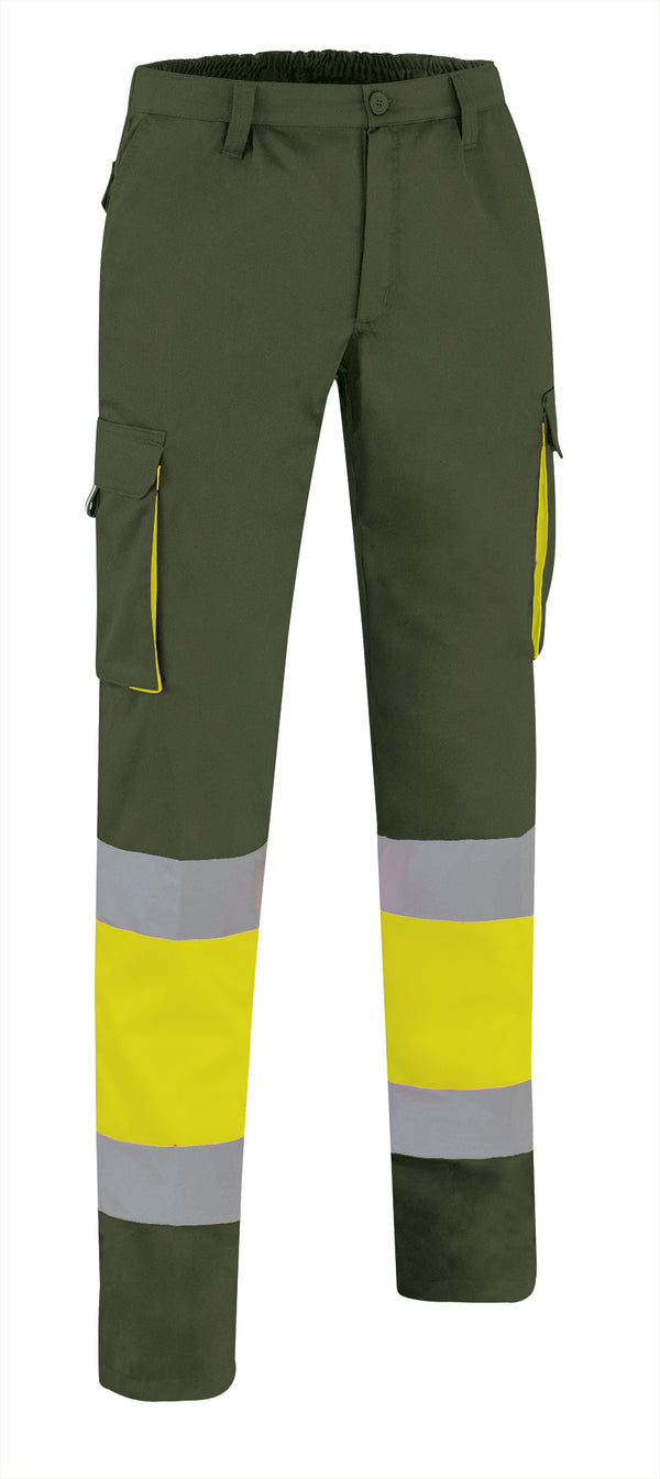 Calças Multibolsos de Alta Visibilidade Alfaro-Amarelo Flúor / Verde Militar-S-RAG-Tailors-Fardas-e-Uniformes-Vestuario-Pro
